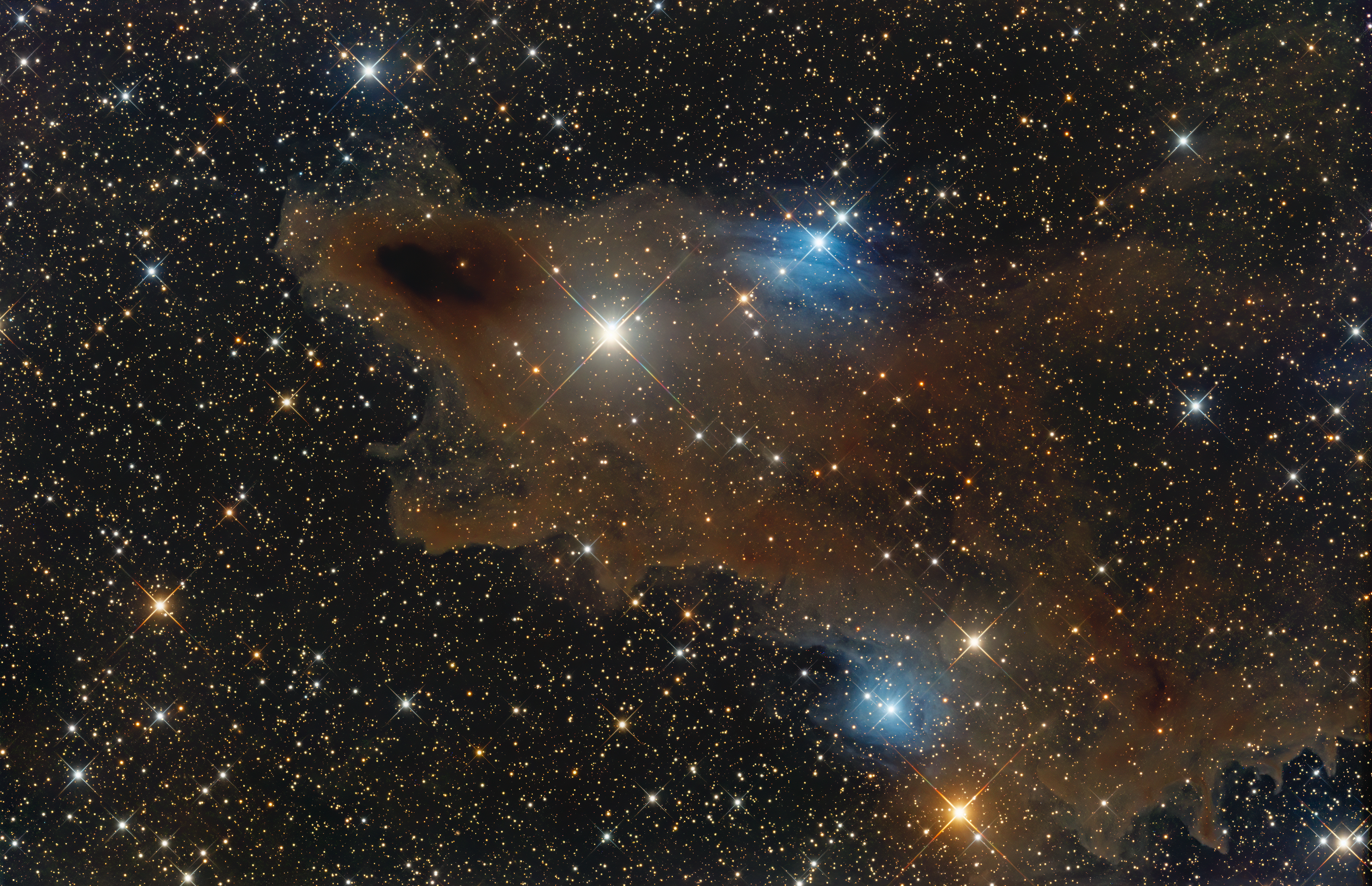 LDN 1235 Dark nebula and LBN 535 bright nebula in Cepheus